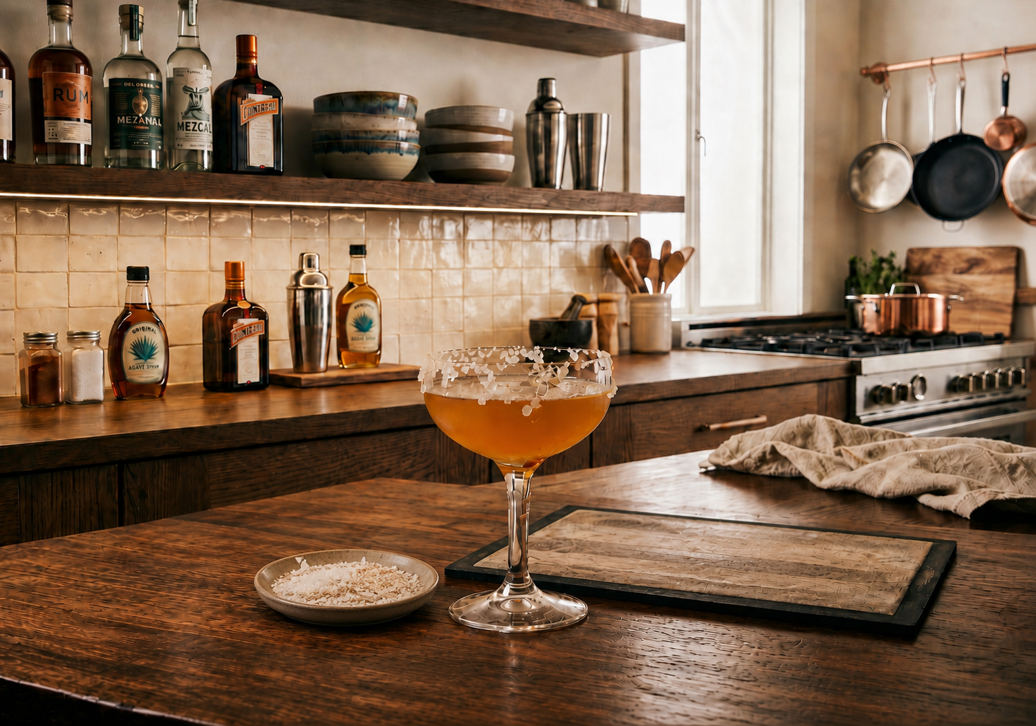 Traditional cocktail bar prep