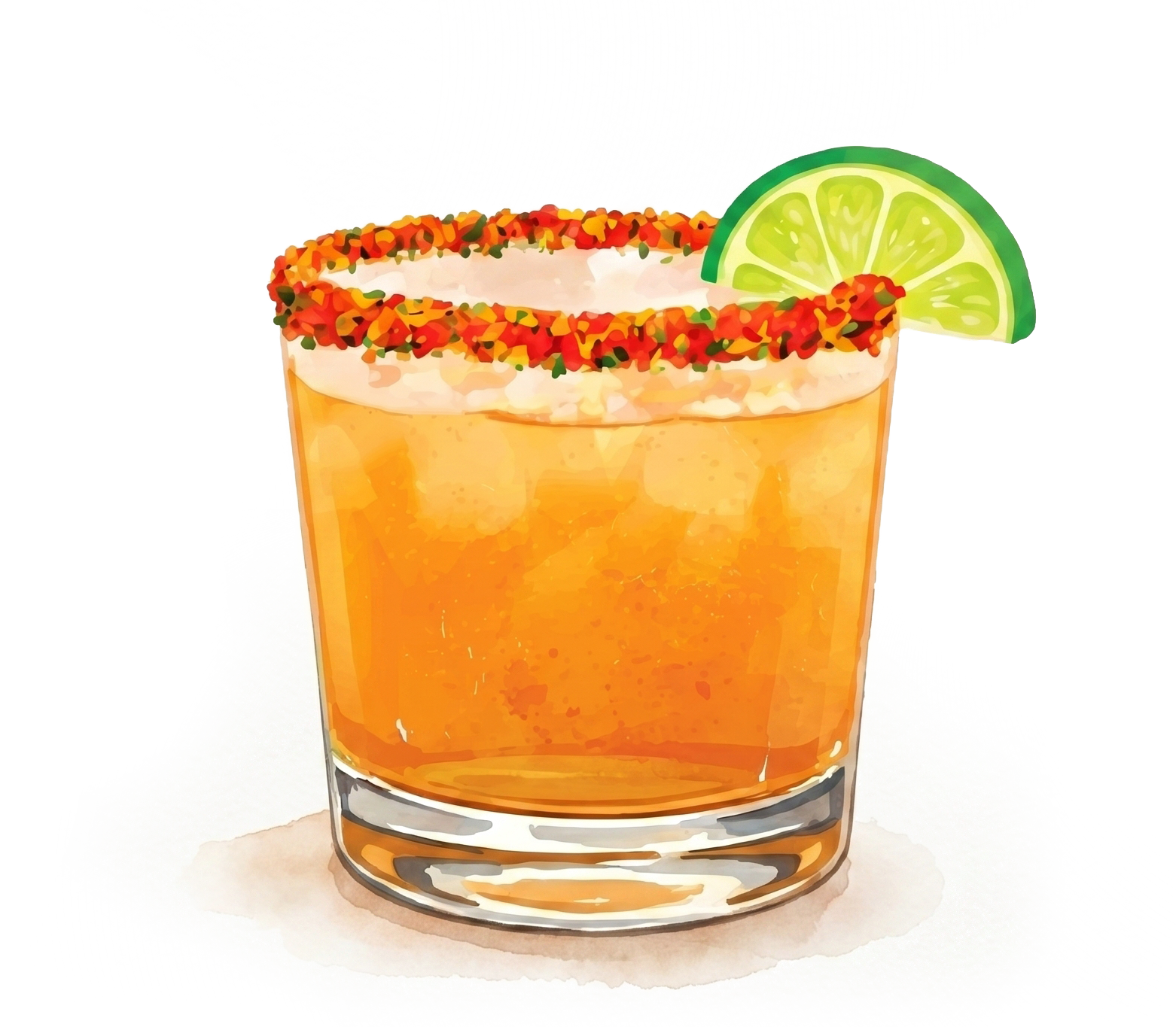 Perfect Rim cocktail with a colorful rim and lime garnish